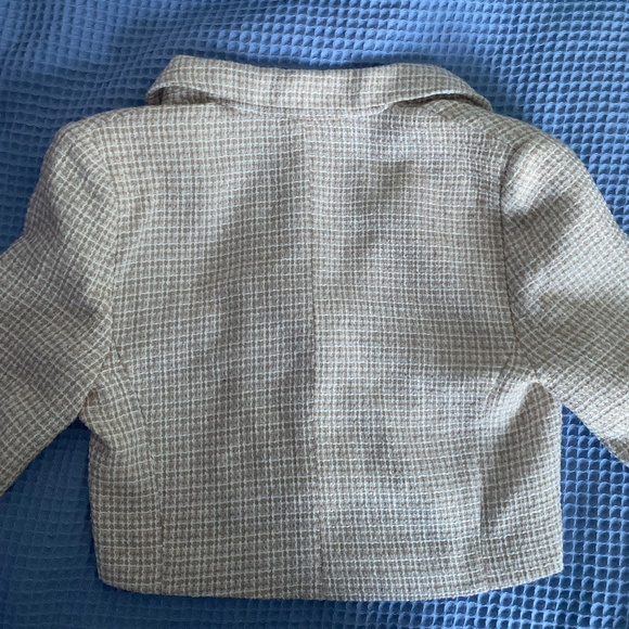 Cropped Tweed Blazer with Shoulder Pads - Picture 3 of 5